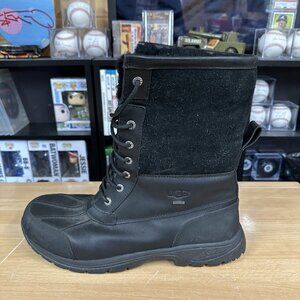 UGG Boots Snow Duck 5521 Leather Fleece Lined Vibram 13 Snow BLACK Winter